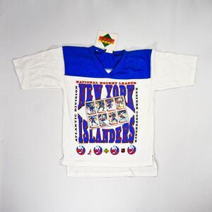 Vintage 90s New York Islanders Upper Deck V-Neck T-Shirt - Youth M